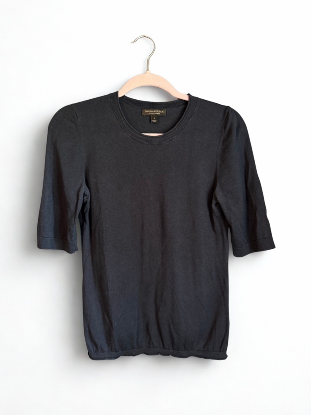 Banana Republic Navy Silk-Cashmere Crewneck Top